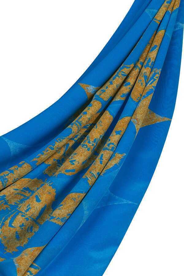 Semazen Turkuaz İpek Şal 80x200