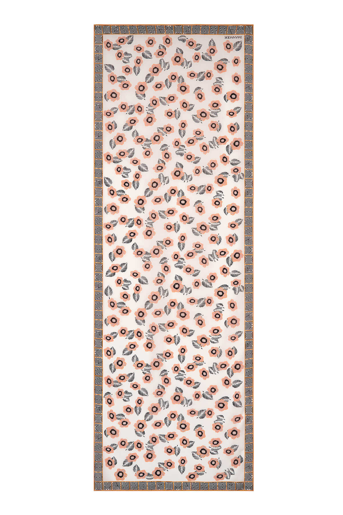 Serpme Çiçek Krem Krep İpek Şal 70x210