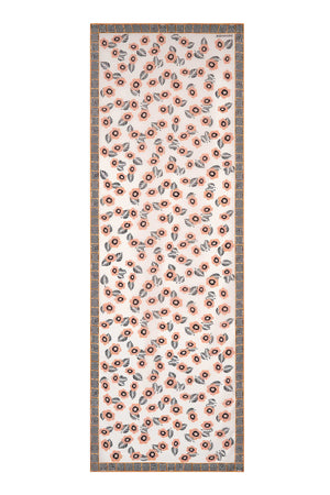 Serpme Çiçek Krem Krep İpek Şal 70x210