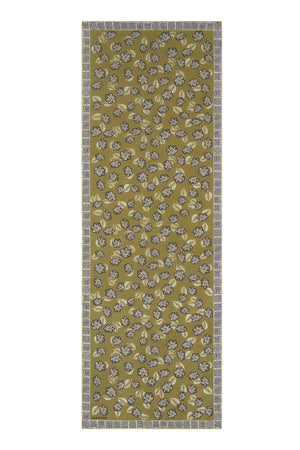 Serpme Çiçek Zeytin Yeşili Krep İpek Şal 70x210