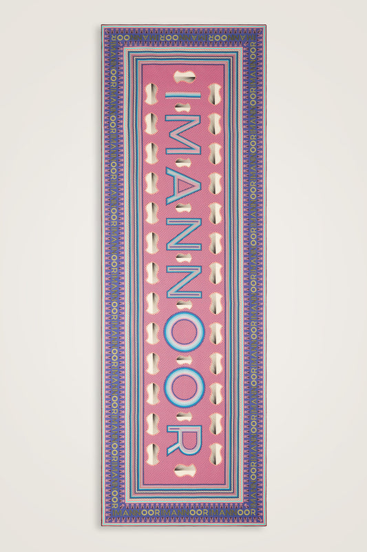 Sevgili'nin Ayak İzi Pembe-Mor Pamuk İpek Şal 83x203