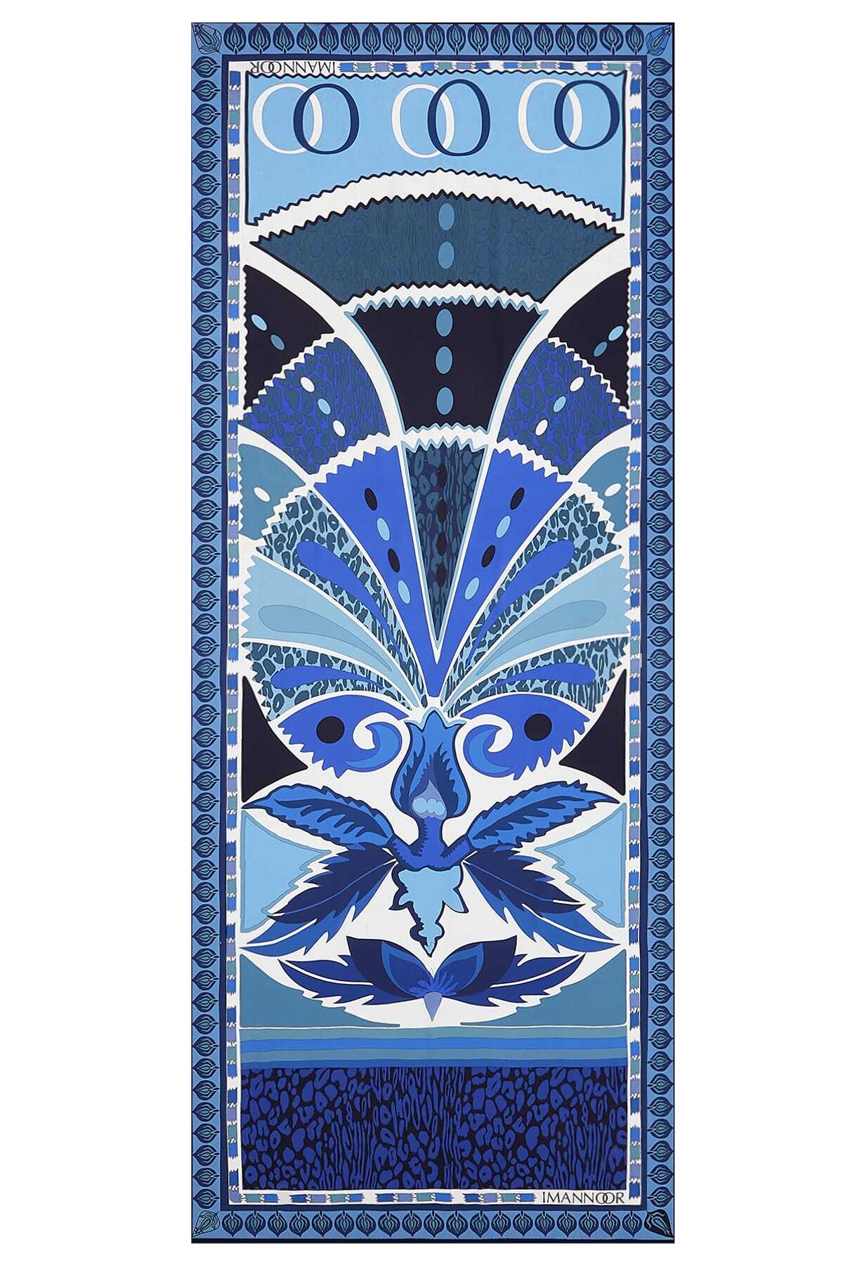 Sirk Karanfili Mavi İpek Şal 80x200