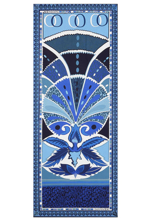 Sirk Karanfili Mavi İpek Şal 80x200