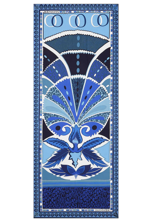 Sirk Karanfili Mavi İpek Şal 80x200