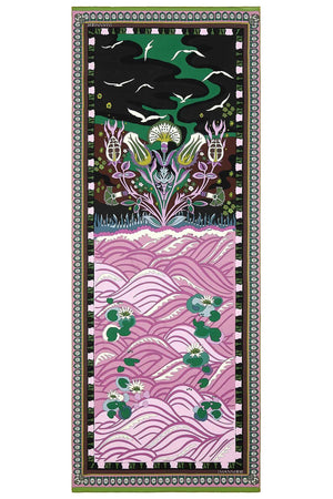 Su Bahçesi Pembe Krep İpek Şal 80x200