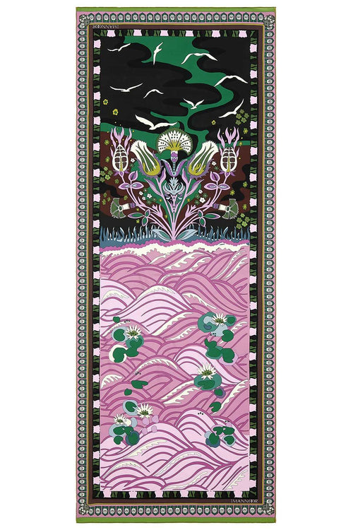 Su Bahçesi Pembe Krep İpek Şal 80x200