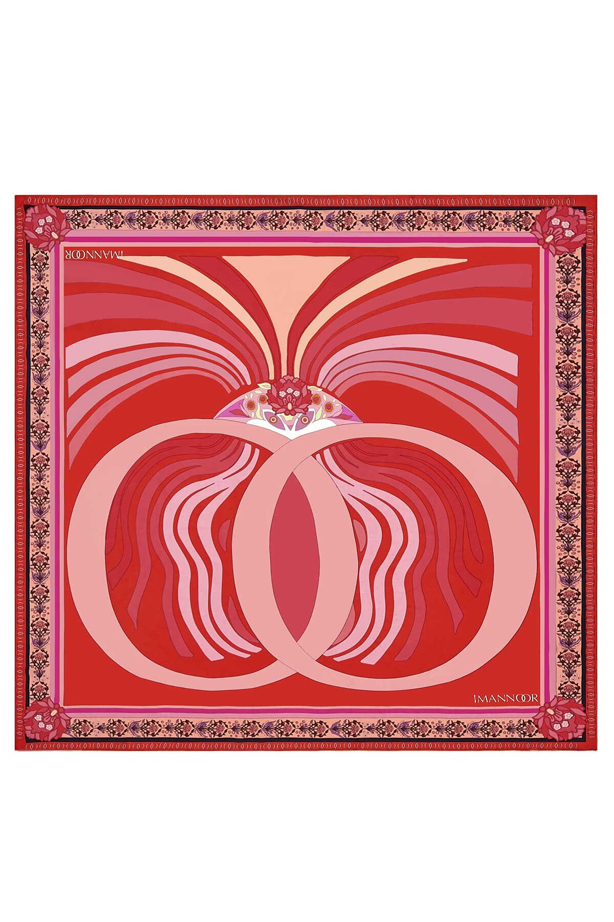 Su Püskülü Kırmızı İpek Eşarp 140x140