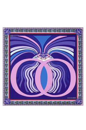 Su Püskülü Mor İpek Eşarp 140x140