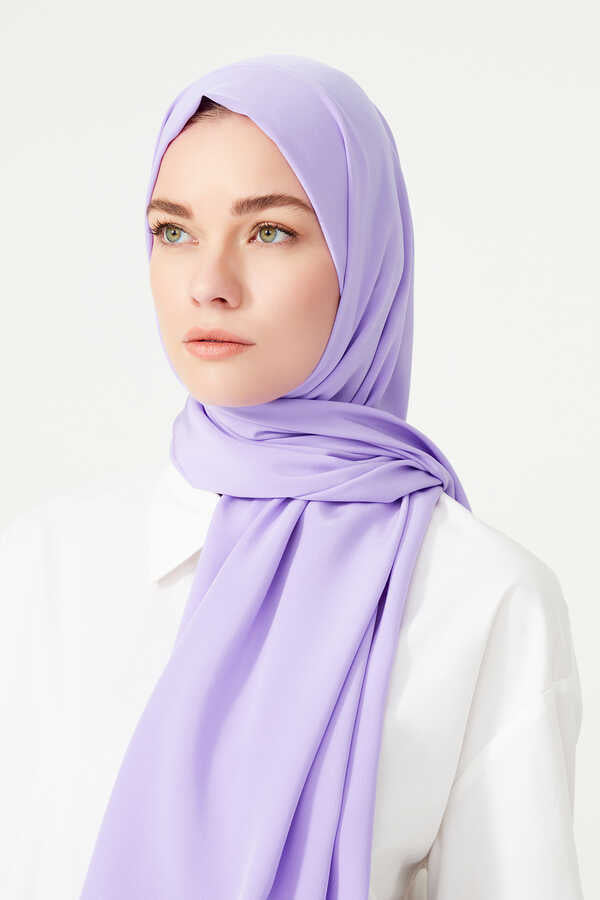 Taşlı Abiye Lila İpek Şal 68x200