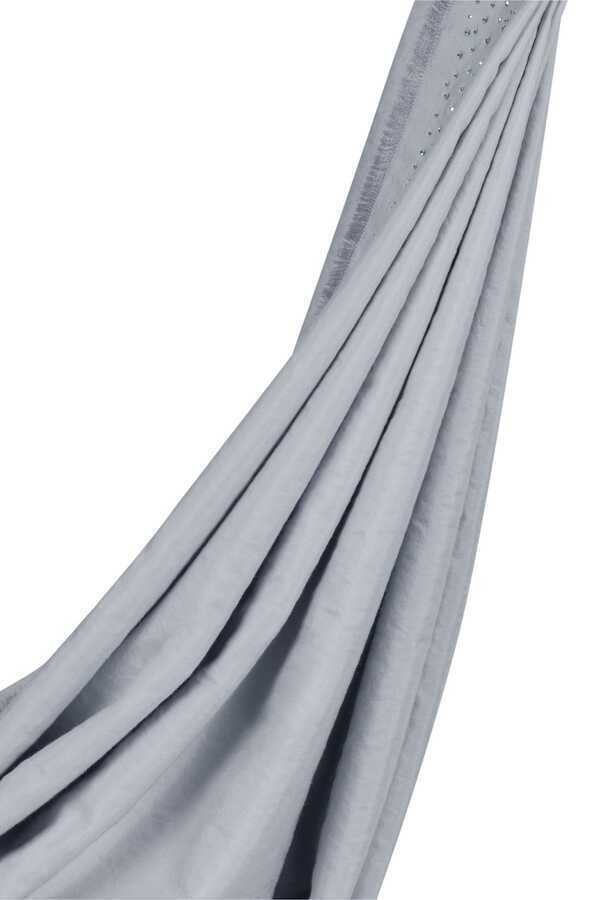 Taşlı Gri İpek Şal 80x200