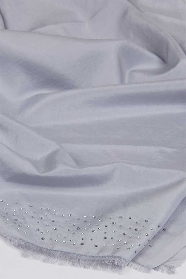 Taşlı Gri İpek Şal 80x200