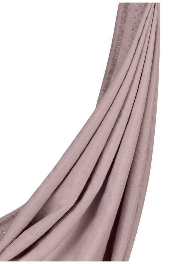 Taşlı Pembe İpek Şal 80x200
