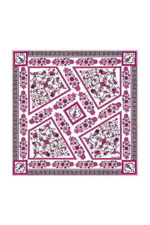 Tezhip Pembe Tivil İpek Eşarp 90x90