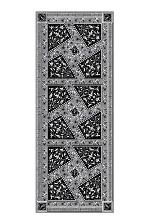 Tezhip Siyah Krep İpek Şal 80x210