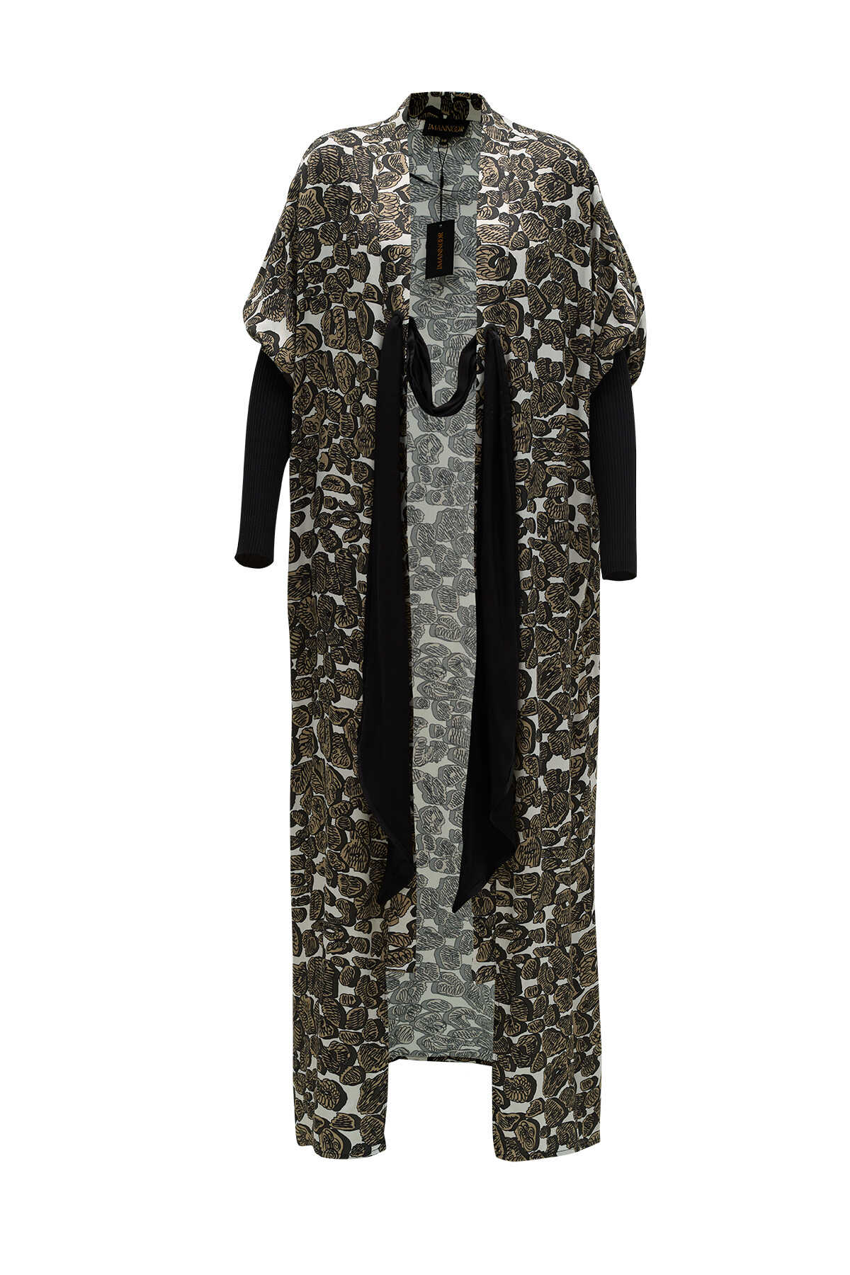 Triko Kollu Bej Kimono