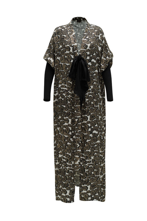 Triko Kollu Bej Kimono