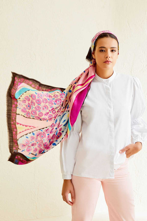 Tuğba Pembe Yün Şal 70x210