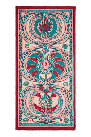 Üç Nar Kırmızı Kaşmir İpek Şal 100x200
