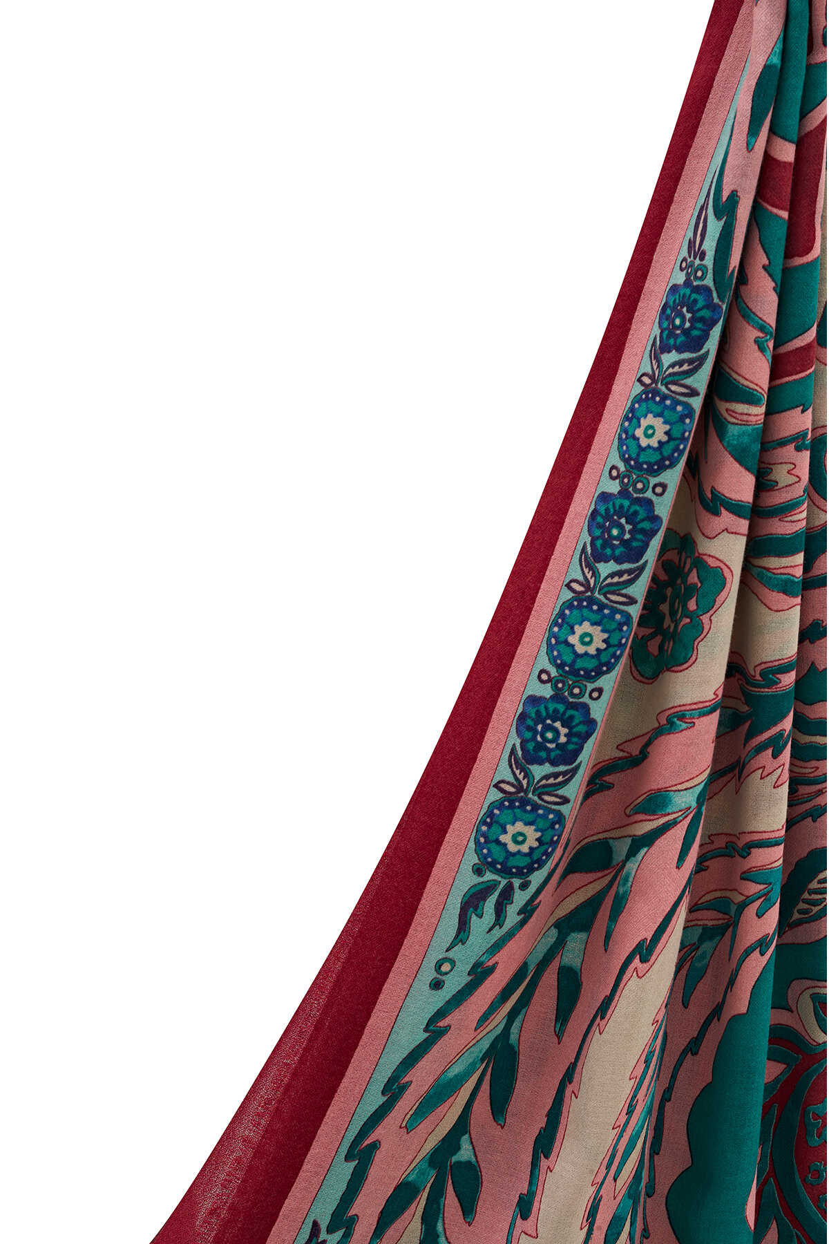Üç Nar Kırmızı Kaşmir İpek Şal 100x200