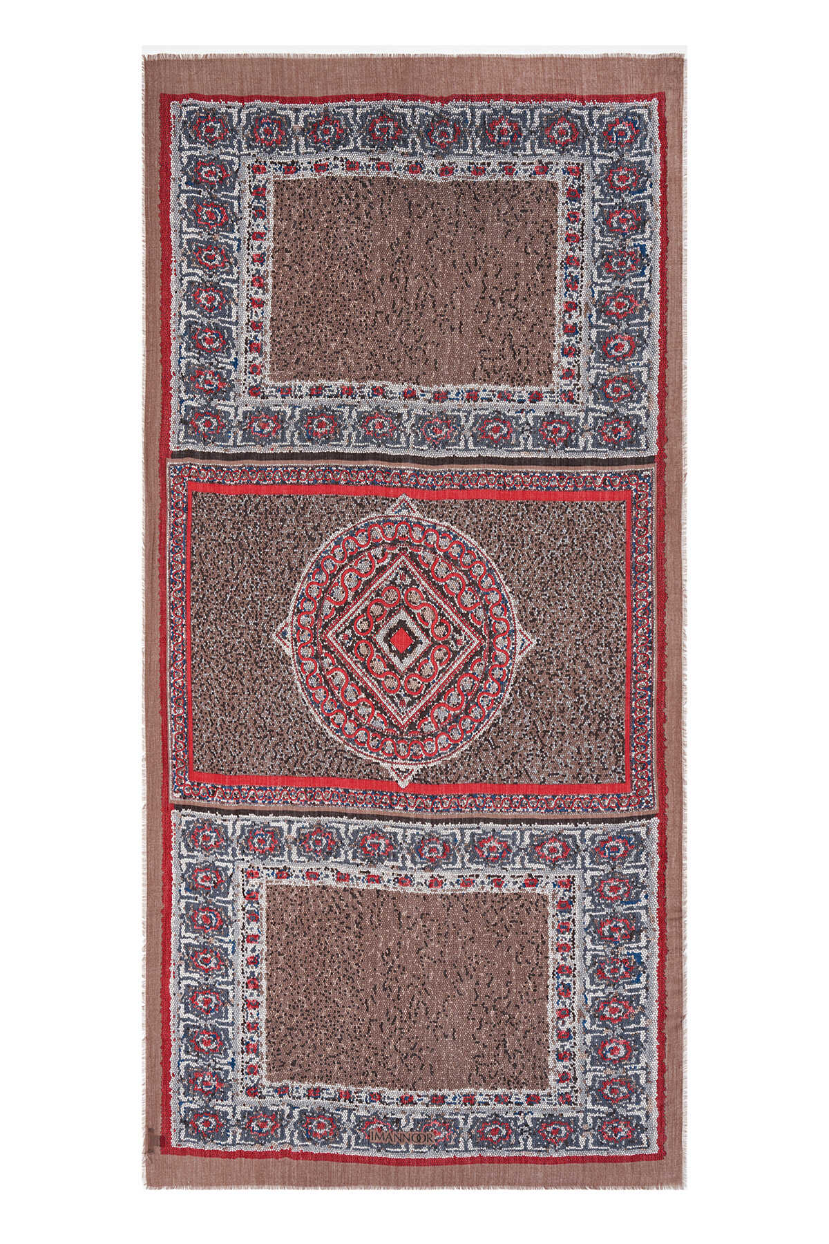 Uçan Halı Kahverengi Kaşmir İpek Şal 100x200