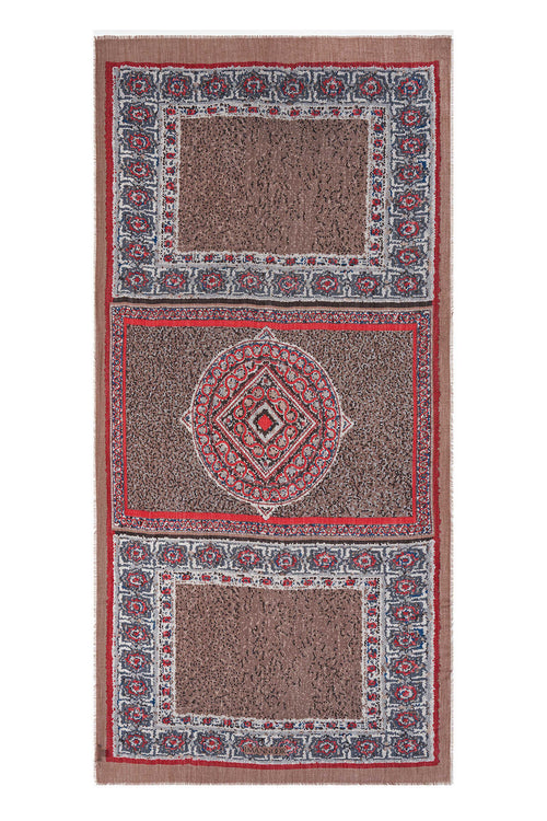 Uçan Halı Kahverengi Kaşmir İpek Şal 100x200