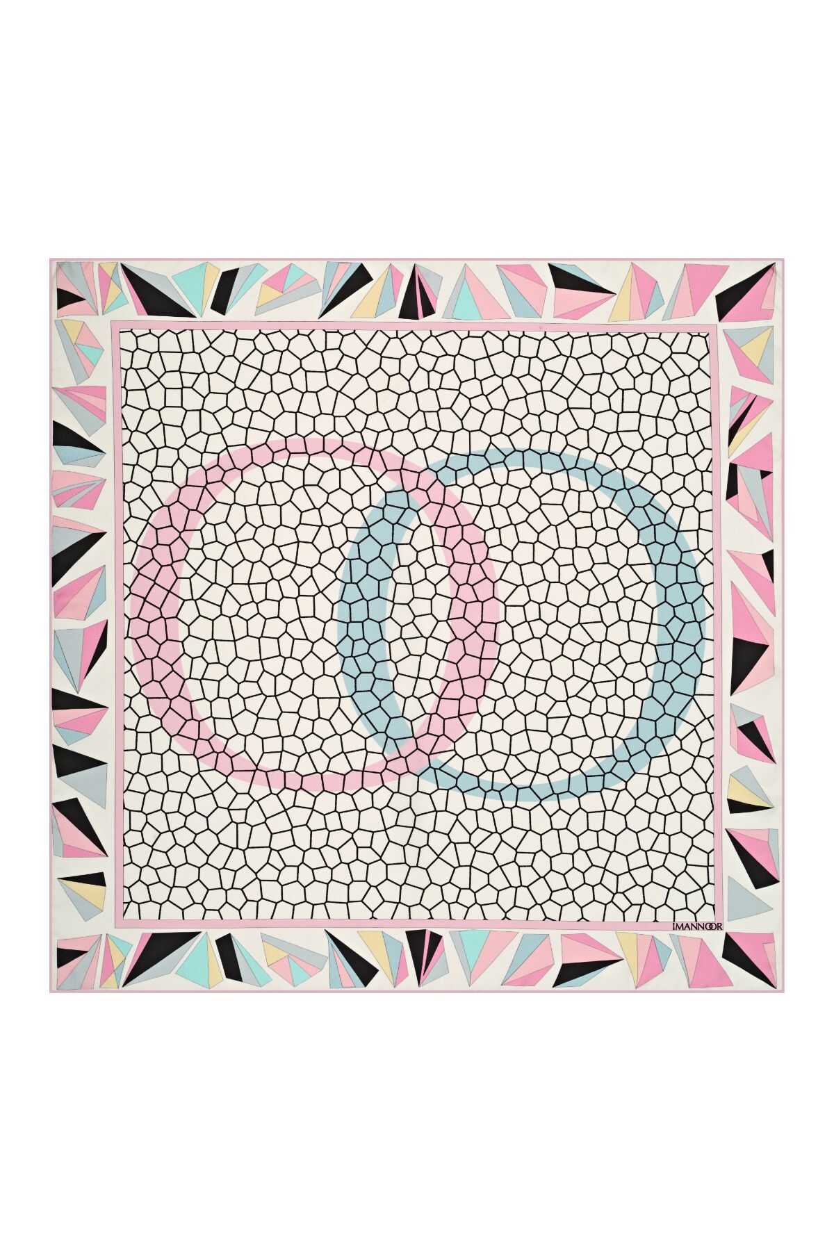 Üçgen Noor Pembe Tivil İpek Eşarp 90x90