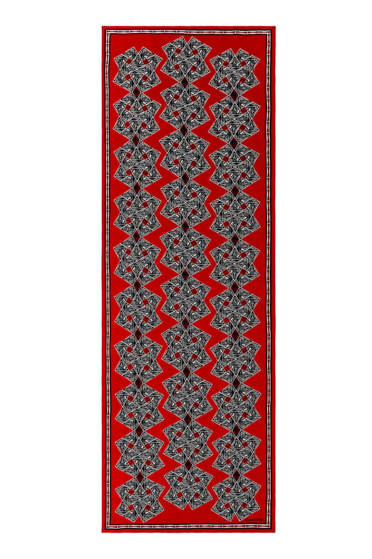 Uçurtma Kırmızı Floş Viskon Şal 70x210