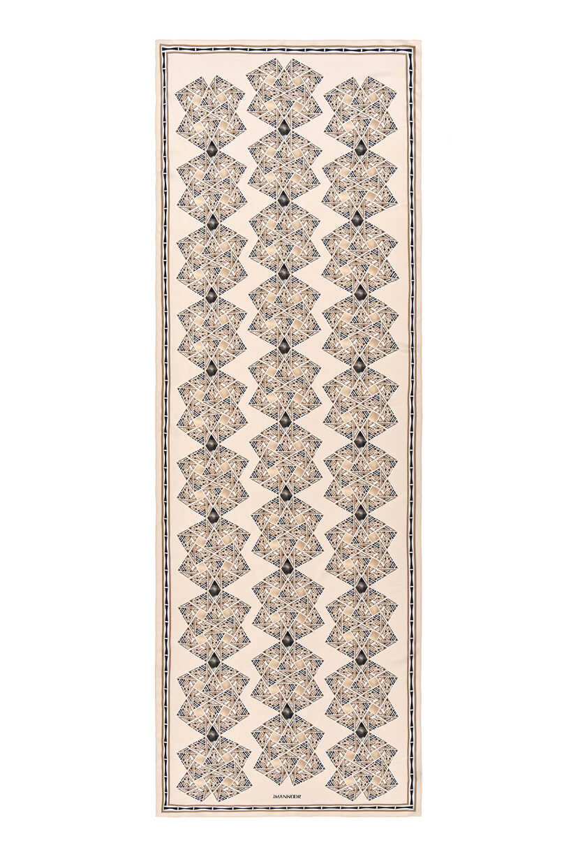 Uçurtma Krem Parlak Floş Viskon Şal 70x210