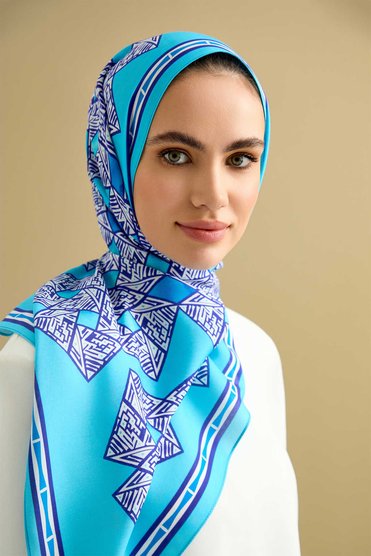 Uçurtma Mavi Floş Viskon Şal 70x210