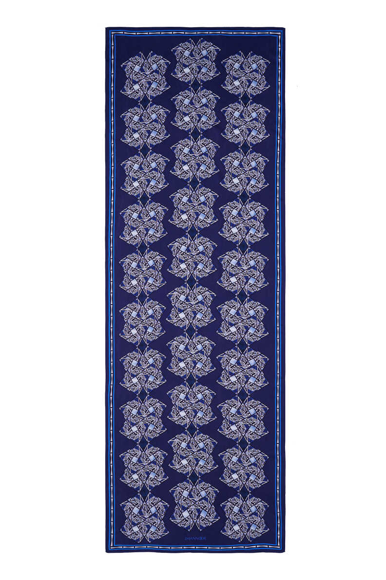 Uçurtma Saks Mavi Parlak Floş Viskon Şal 70x210