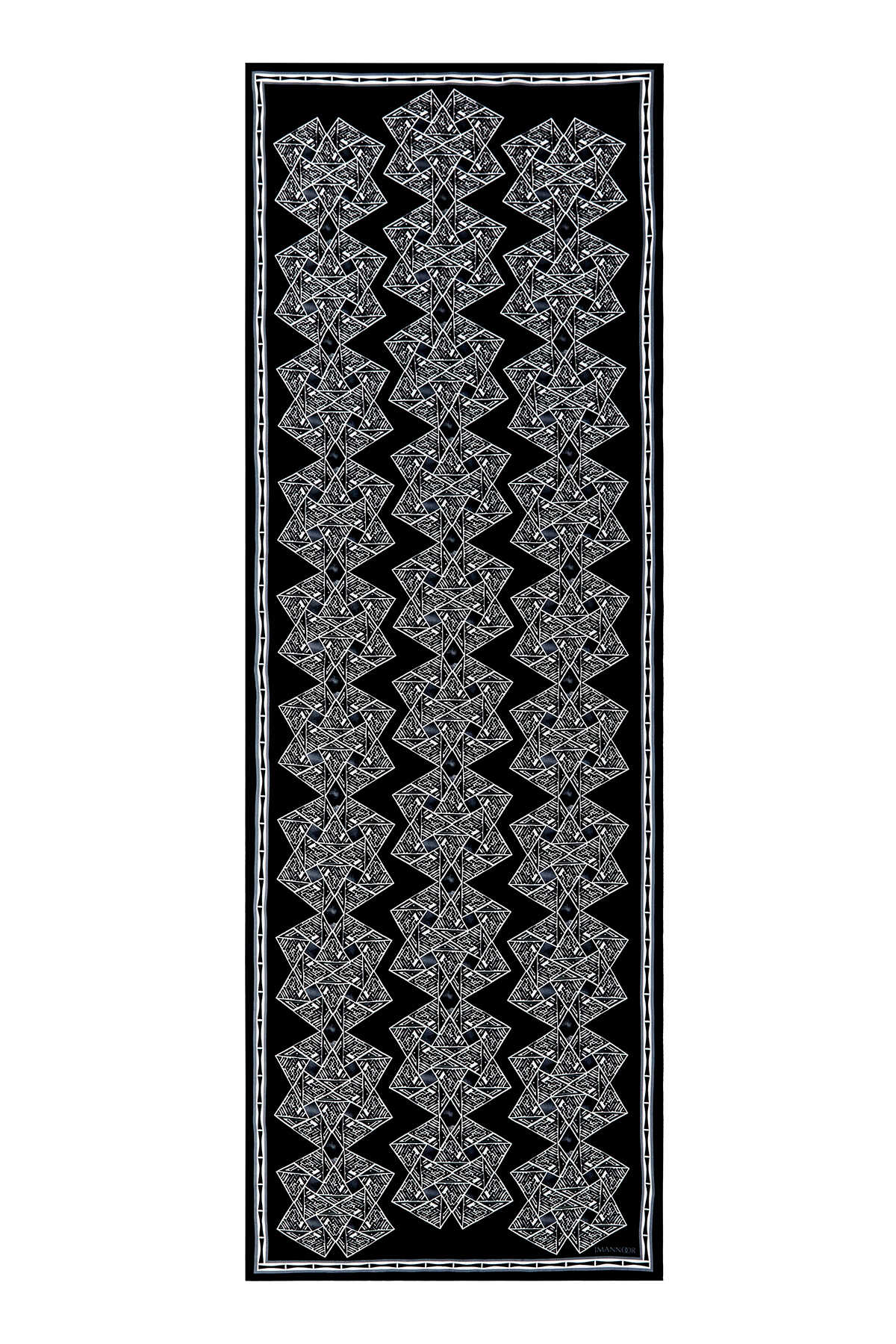 Uçurtma Siyah Floş Viskon Şal 70x210