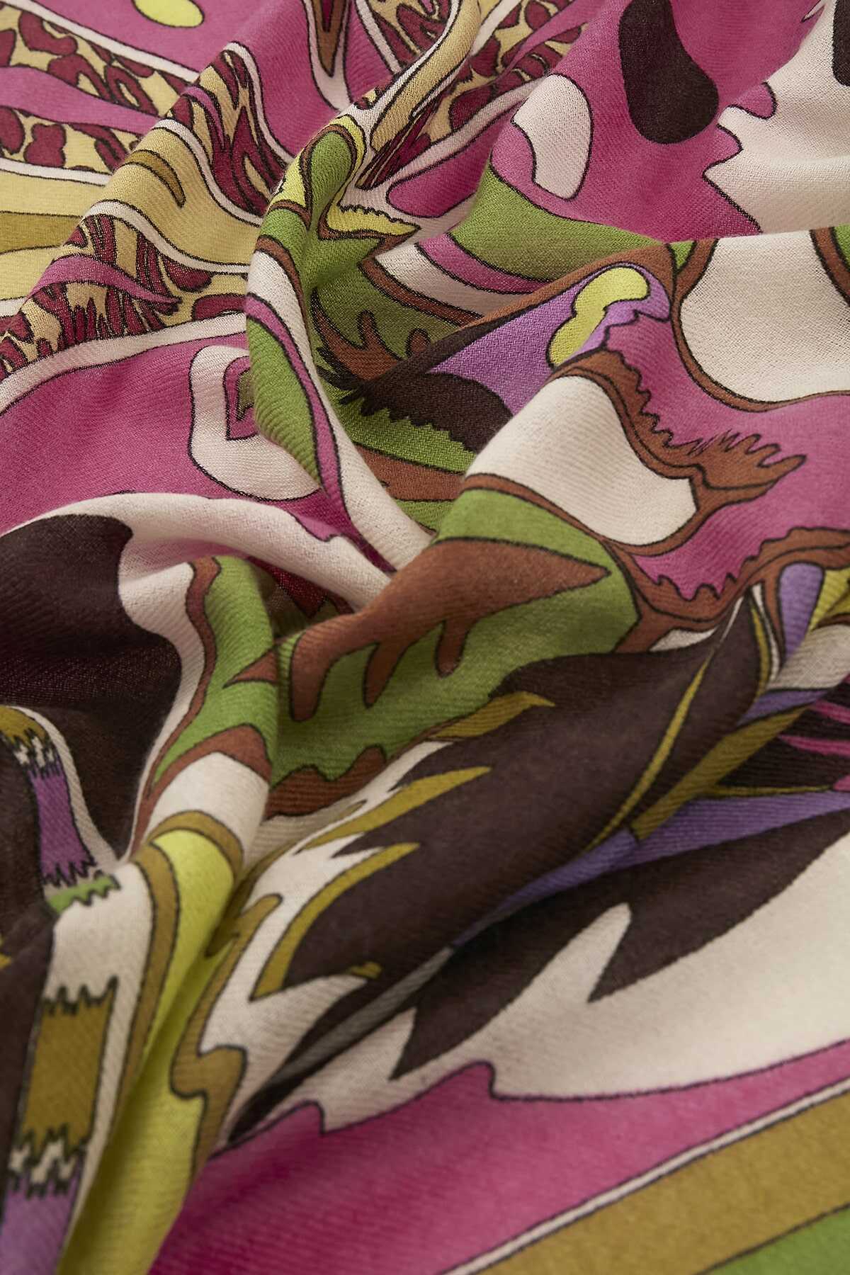 Urartu Çiçeği Pembe Yün Şal 70x210