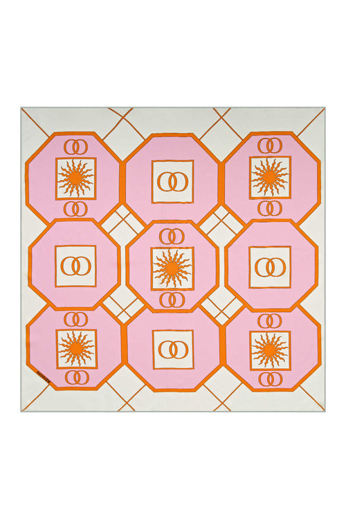 Vitray Pembe Tivil İpek Eşarp 90x90
