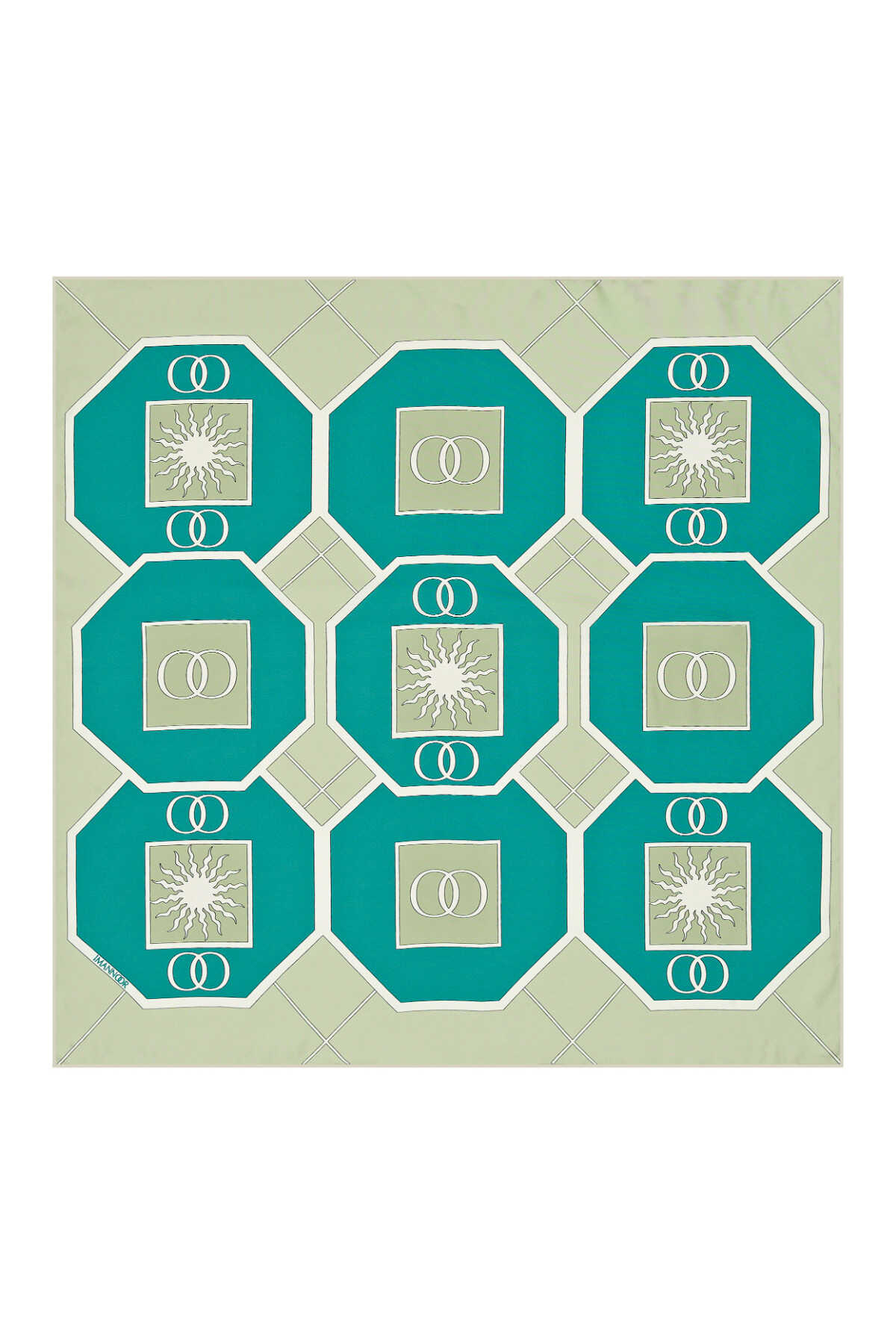 Vitray Yeşil Tivil İpek Eşarp 90x90