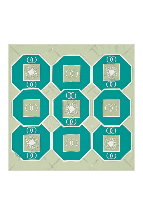 Vitray Yeşil Tivil İpek Eşarp 90x90