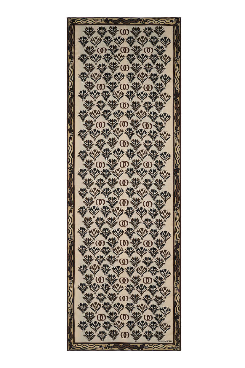 Yelpaze Krem Floş Viskon Şal 70x210