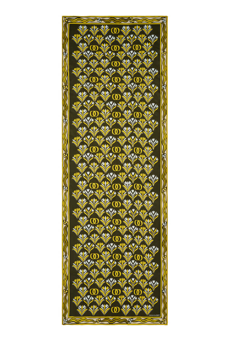 Yelpaze Sarı Floş Viskon Şal 70x210