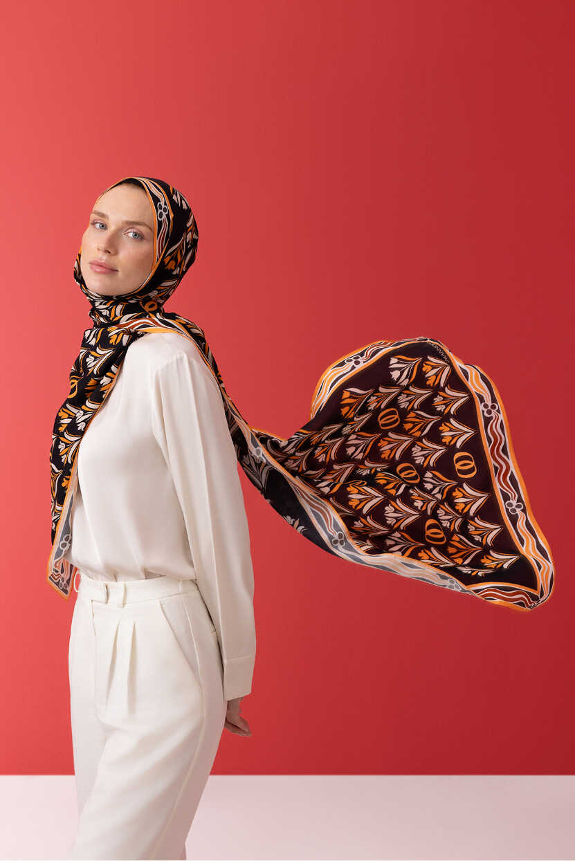 Yelpaze Somon Floş Viskon Şal 70x210