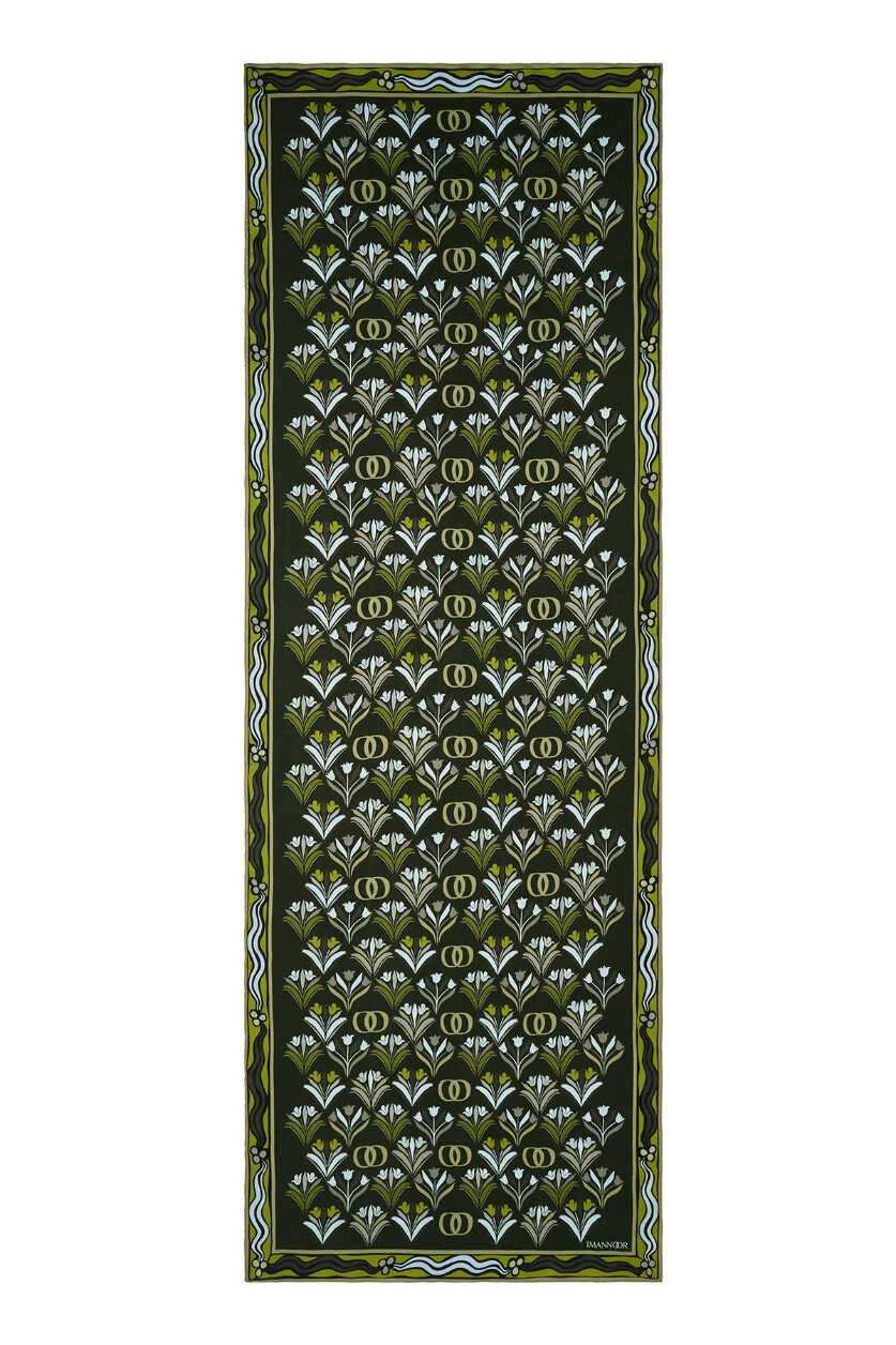 Yelpaze Yeşil Floş Viskon Şal 70x210