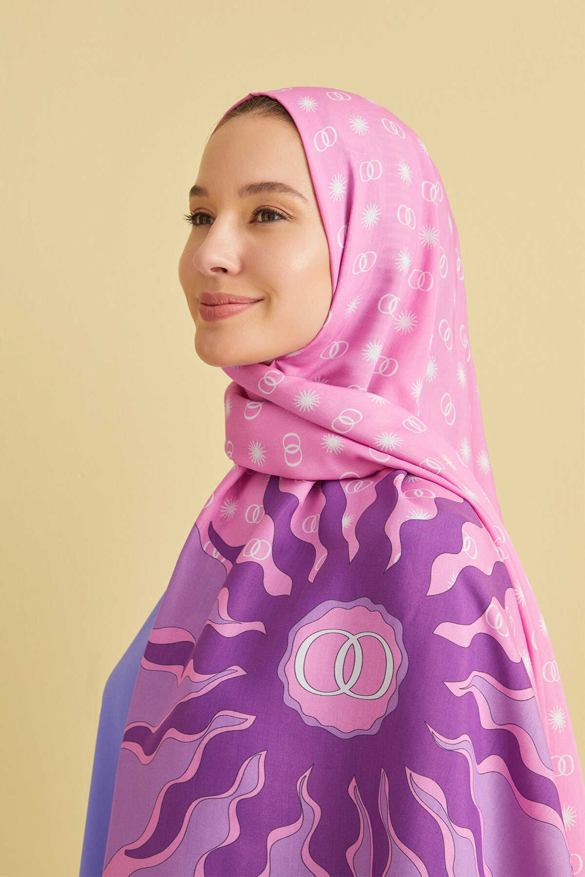 Yıldız Pembe Floş Viskon Şal 70x210