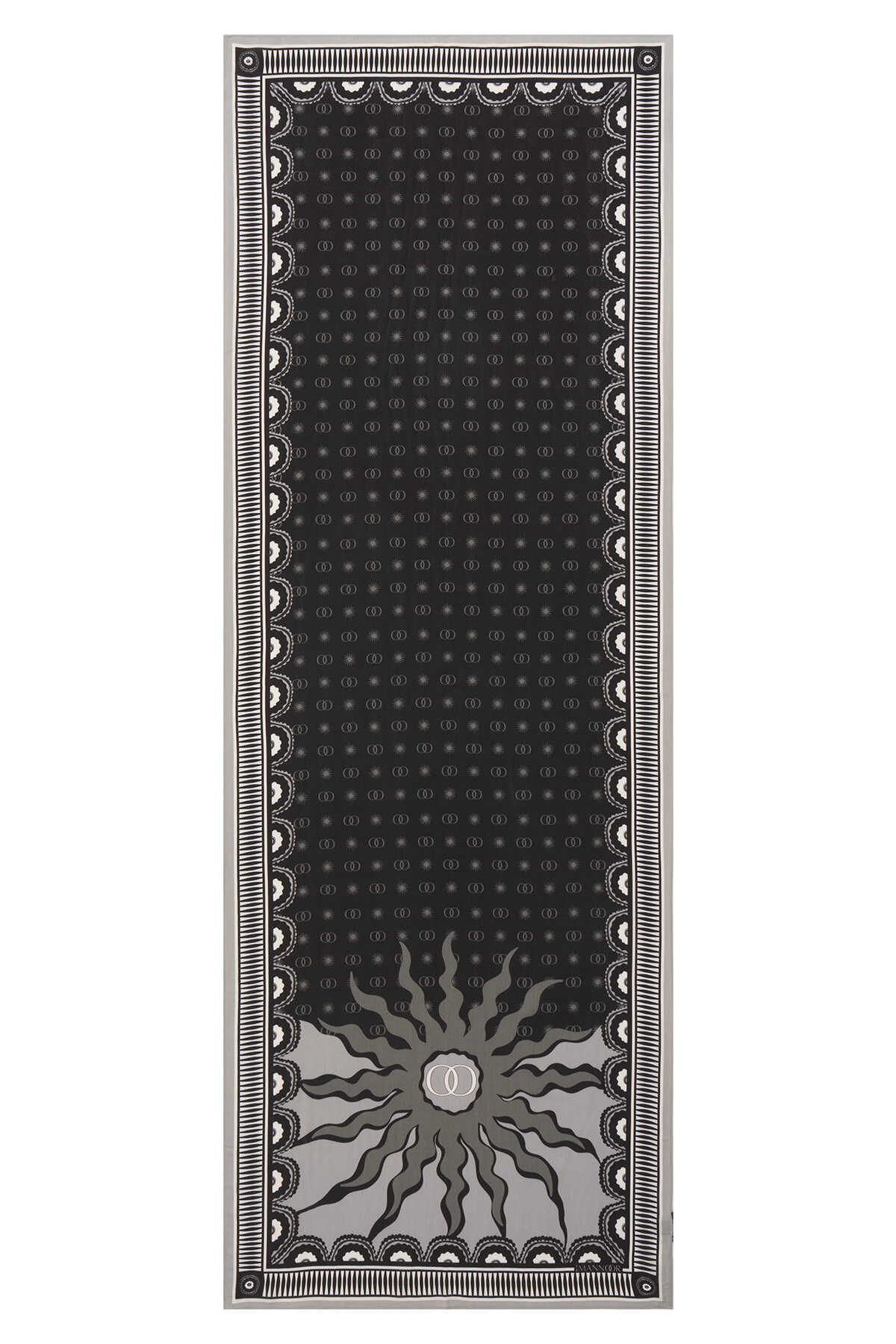 Yıldız Siyah Floş Viskon Şal 70x210