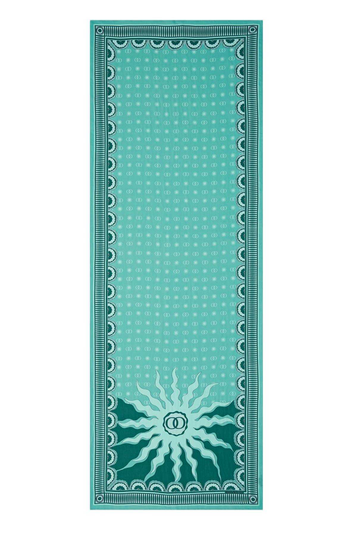 Yıldız Turkuaz Floş Viskon Şal 70x210