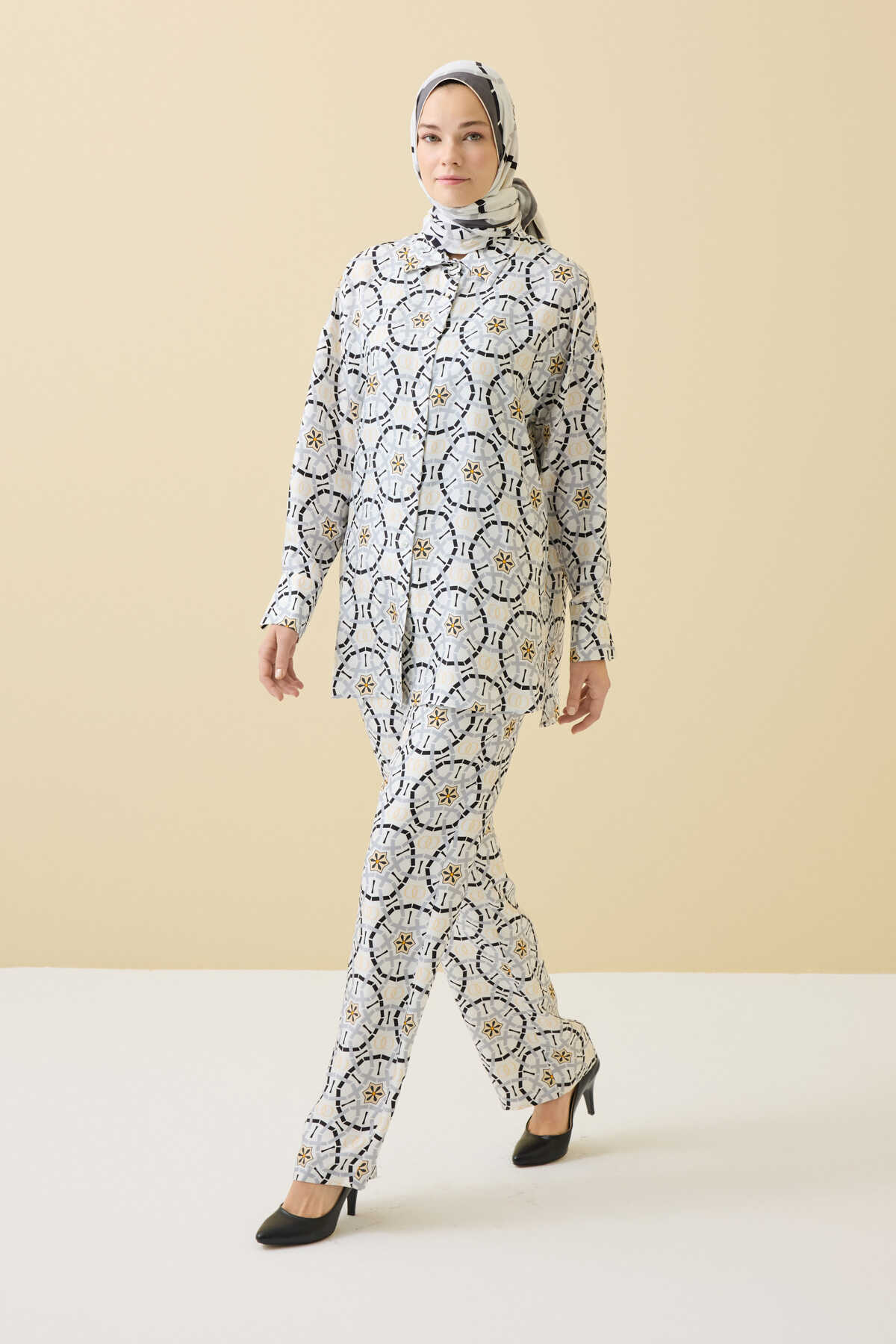 Yıldızlı Gece Beyaz İpek Pijama Pantolon