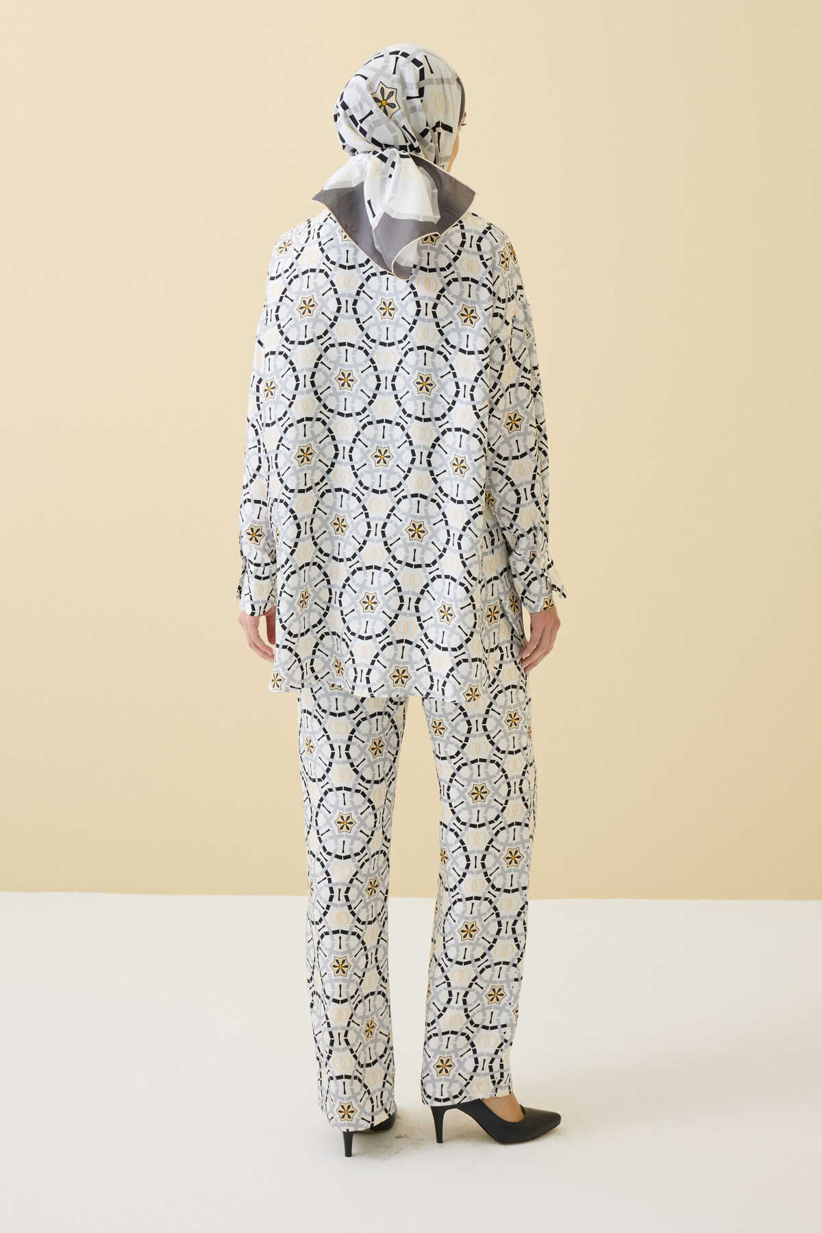 Yıldızlı Gece Beyaz İpek Pijama Pantolon