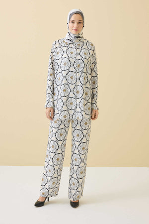Yıldızlı Gece Beyaz İpek Pijama Pantolon