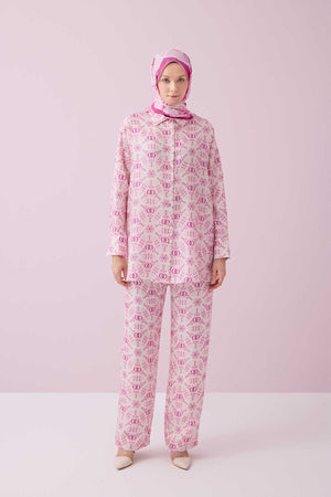 Yıldızlı Gece Pembe İpek Pijama Pantolon