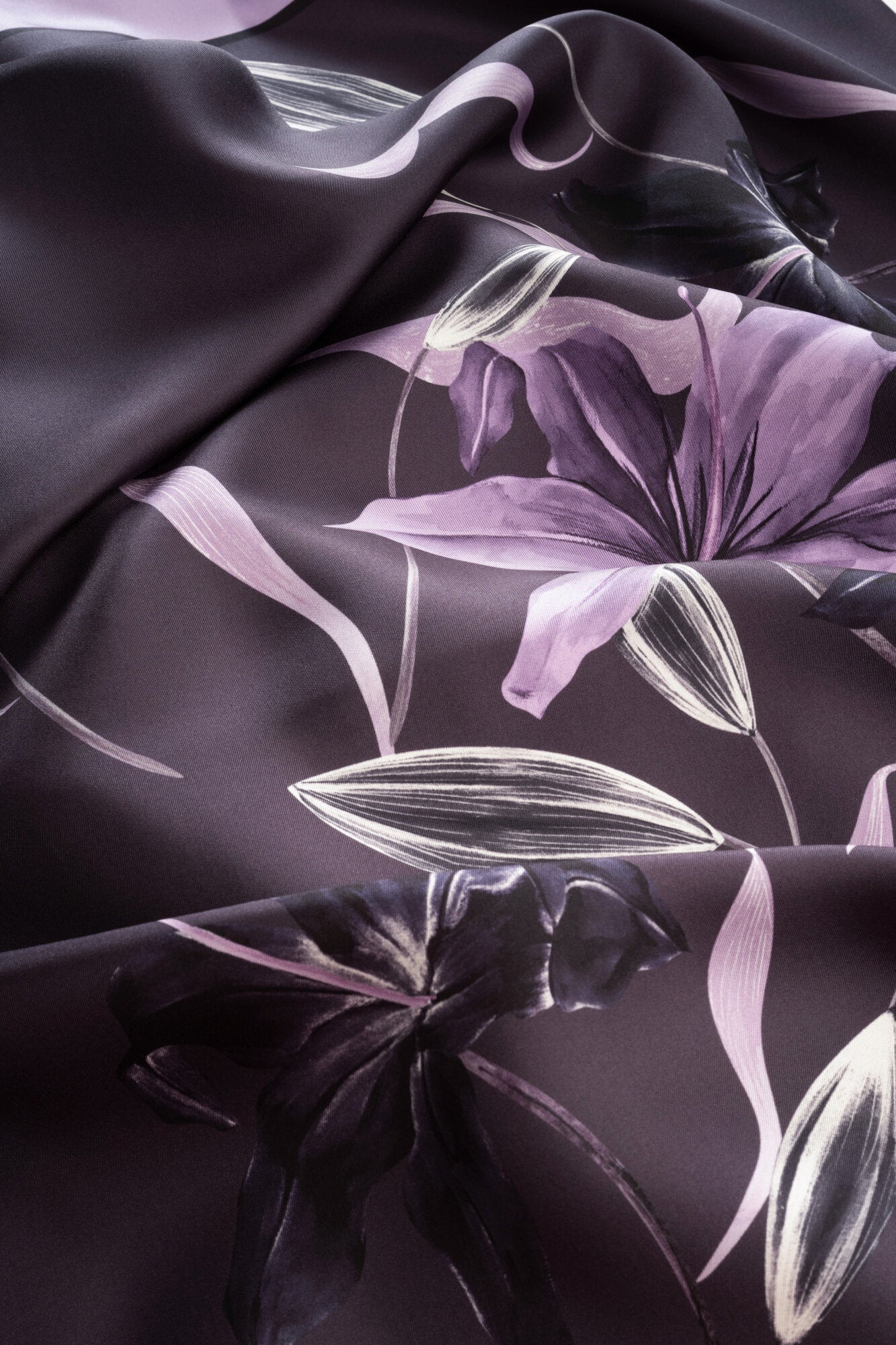 Zambak Mor Tivil İpek Eşarp 90x90