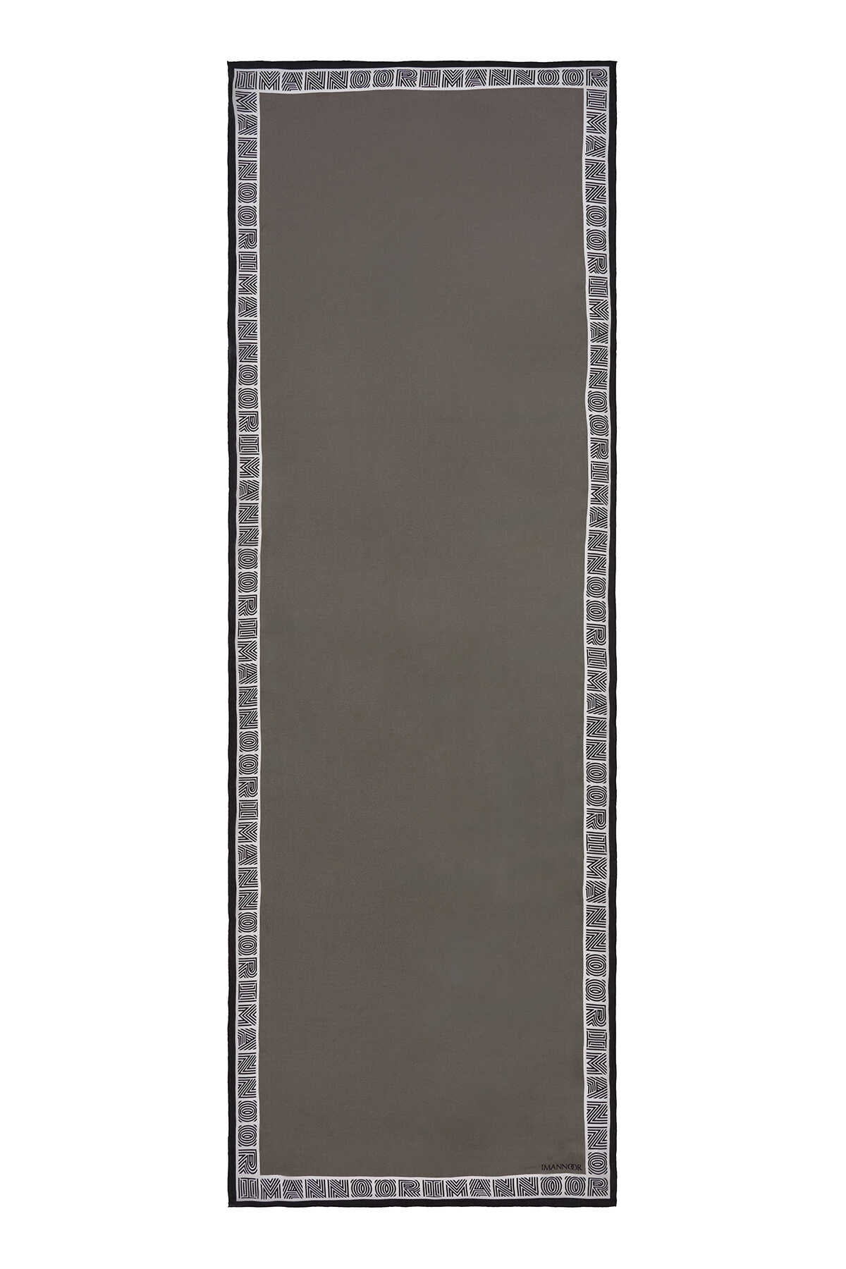 Zebra Gri Krep İpek Elbise Şalı 80x210