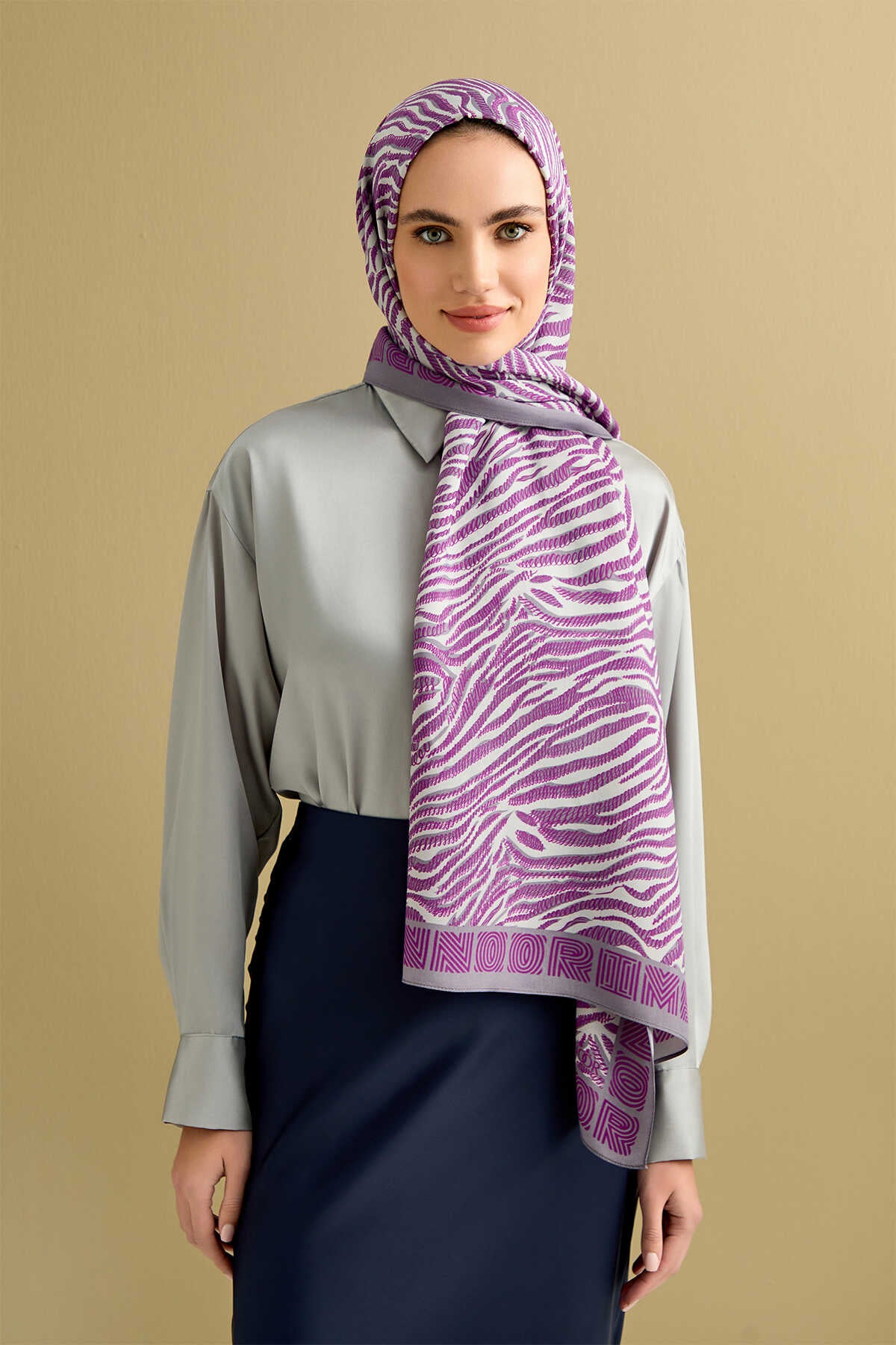 Zebra Mor Floş Viskon Şal 70x210