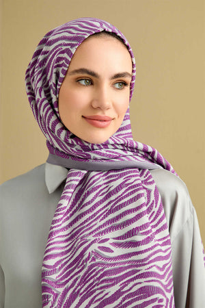 Zebra Mor Floş Viskon Şal 70x210